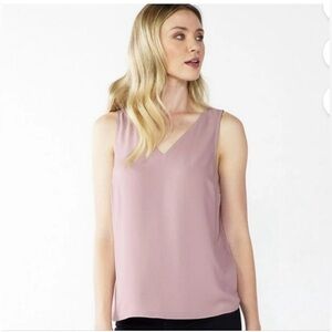 Nine West Mauve V-Neck Sleeveless Blouse L Large